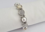 PIĘKNA BRANSOLETKA CYRKONIE PERŁY