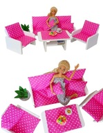 Różowe mebelki drewniane dla dziewczynki do domku dla lalek na prezent