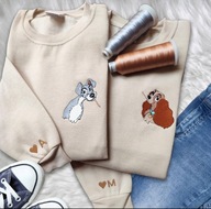 Zestaw dwóch Bluz Zakochany kundel Matching Para dla pary Haft komputerowy