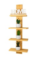 Półka ścienna z drewna sosnowego – 4 poziomy, idealna do salonu lub kuchni