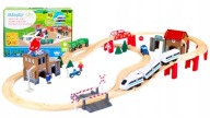 KINDERPLAY KOLEJKA DREWNIANA TOR WAGONY POCIĄG NA BATERIE