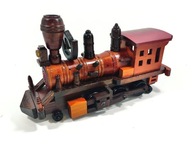 Drewniany model - czerwony parowóz rękodzieło lokomotywa kolejka