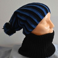 Czapka męska beanie + komin handmade szydełko