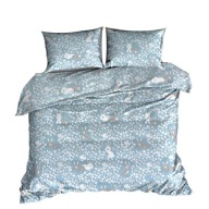 pościel bawełna lux 200x220 + 2x70x80 zamek B 546-2 zajączki niebieskie