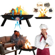 HIT PALENISKO OGRODOWE 80cm Z UCHWYTAMI DUŻE SOLIDNE STALOWE OGNISKO GRILL