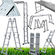 DRABINA ALUMINIOWA ROZKŁADANA XXL 4x3 ROZSUWANA STABILNA UNIWERSALNA+PODEST