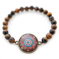 Bransoletka mandala kwiat boho kamienie tygrysie