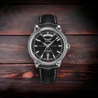 Pasek do zegarka AVIATOR 22 mm czarny biała nitka zapięcie motylkowe