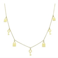 65961 Celebrytka złota stal chirurgiczna kłódki kluczyki