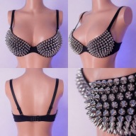 Czarny biustonosz 85B z ćwiekami spike bra alt gothic push-up