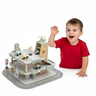 GARAŻ DREWNIANY 3-poziomy, Stacja Paliw +Myjnia +Helikopter Dla Dzieci