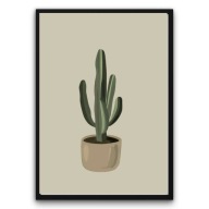Plakat z ramą 40x50 cm Kaktus w Beżu roslinna dekoracja | Pomysł na Prezent