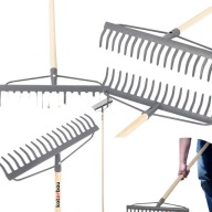 GRABIE DO LIŚCI DO TRAWY METALOWE Z DREWNIANYM TRZONKIEM 18 ZĘBÓW 46CM