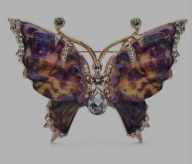 Piękna okazała broszka motyl emalia i cyrkonie