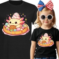 KOSZULKA AKSOLOTL STWOREK DZIECIĘCA CZARNA DLA FANA L 152 cm