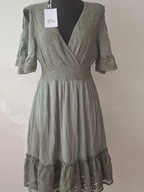 SUKIENKA OLIWKOWA khaki koronka modna hiszpanka zielona vintage coquette