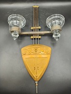 Stare wahadło rusztowe do zegara secesja, dokręcony podwójny świecznik