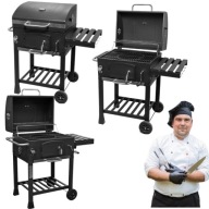 GRILL GRIL WĘGLOWY ŻELIWNY RUSZT OGRODOWY DUŻY PRZENOŚNY POKRYWA TERMOMETR