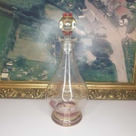 Szklana karafka z korkiem 20 cm | winogrona i liście | miodowo-burgundowa