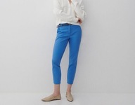 Reserved niebieskie cygaretki XS 34 eleganckie materiałowe spodnie paskiem