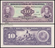 BNB - WENEZUELA 10 Bolivares 1992 P 25443342 seria przejściowa # P61c # UNC