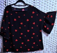 UROCZA BLUZECZKA W SERDUSZKA Z FALBANIASTYMI RĘKAWKAMI ok 50/52