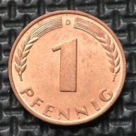 *NIEMCY [0205]*1 fenig 1950 *D* Niemcy Zachodnie (RFN) Kłosy, Liście dębu