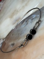 Bransoletka stara srebrna koło rozpinana czarny kamień cz. kompletu