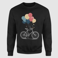 Czarna Bluza M Unisex z nadrukiem rowerka i balonów – swoboda i styl