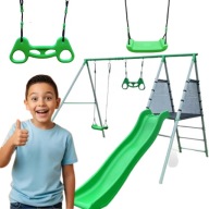 PLAC ZABAW DLA DZIECI Z HUŚTAWKA OGRODOWA ZJEŻDŻALNIA TRAPEZ GIMNASTYCZNY