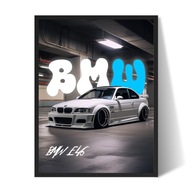 BMW E46 Plakat/Obraz w Ramce 40x30cm Prezent dla faceta