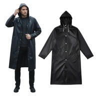 PŁASZCZ PRZECIWDESZCZOWY DAMSKI MĘSKI PELERYNA Z KAPTUREM CZARNY