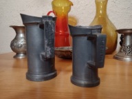 Dwa kubki, miarki cynowe 1 decylitr i 2 decylitry