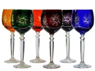 KRYSZTAŁOWE Kolorowe Kieliszki do Wina/Rymery Z.360 ml Szlifowane Polskie