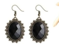 Gotyckie kolczyki rock rockowe goth emo vintage boho czarny kamień K300