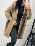 ME GUSTA KARDIGAN Z KAPTUREM BEŻOWY TABAK