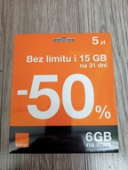 Starter Orange bez limitu 5 zł 6 GB x 5szt.