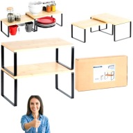 PÓŁKA KUCHENNA STOJAK NA BLAT BAMBUSOWA REGAŁ ORGANIZER 2SZT 33,5X19,5CM