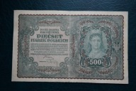 Banknot Polska 500 marek 1919 rok I Serja CU rzadka!!!
