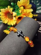 Bransoletka różaniec szkło hematyt