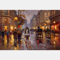 Stare miasto obraz olejny na płótnie 58x85 wzorowany pracami Edouard Cortes