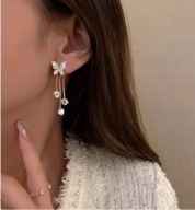 KOLCZYKI DŁUGIE WISZĄCE DIAMENTY DIAMENTAMI TAFLA CRYSTAL BOHO FRĘDZLE ŚLUB