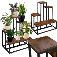 KWIETNIK STOJĄCY METALOWY PÓŁKI NA KWIATY DONICZKI STOJAK LOFT SOLIDNY 67CM