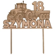 Topper na tort z traktorem – personalizowany z imieniem i liczbą 18,30,40..