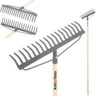 GRABIE OGRODOWE METALOWE DO LIŚCI TRAWY Z DREWNIANYM TRZONKIEM SZEROKIE