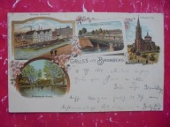 BYDGOSZCZ BROMBERG KOŚCIÓŁ ŚW. PAWŁA PANORAMA NAD BRDĄ MOST 1902 RRRRR