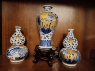 Chiny Wazon 2 butelki Porcelana malowana kobaltem złocona