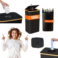 POJEMNIK NA BUTELKI KOSZ 100L Z POKRYWKĄ I OTWOREM CZARNY DO PRZECHOWYWANIA