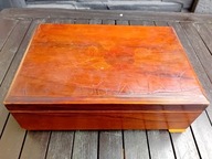 STARA DREWNIANA SKRZYNKA SZKATUŁKA Z WKŁADEM i PRZEGRODAMI / ART-DECO