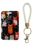 KRÓTKA SMYCZ IDENTYFIKATOR ETUI HOLDER NA KARTĘ LEGITYMACJĘ DOKUMENT KOTKI